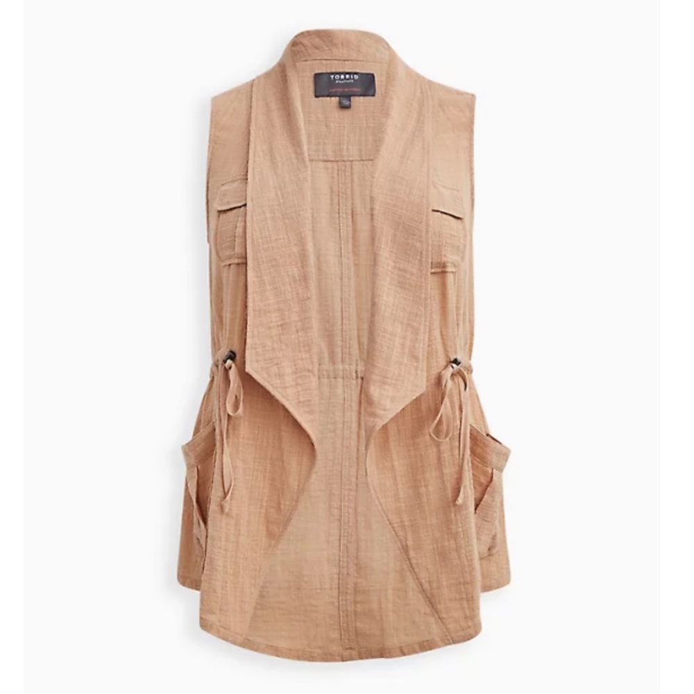 Torrid Taupe Drape Front Gauze Vest Size 2X